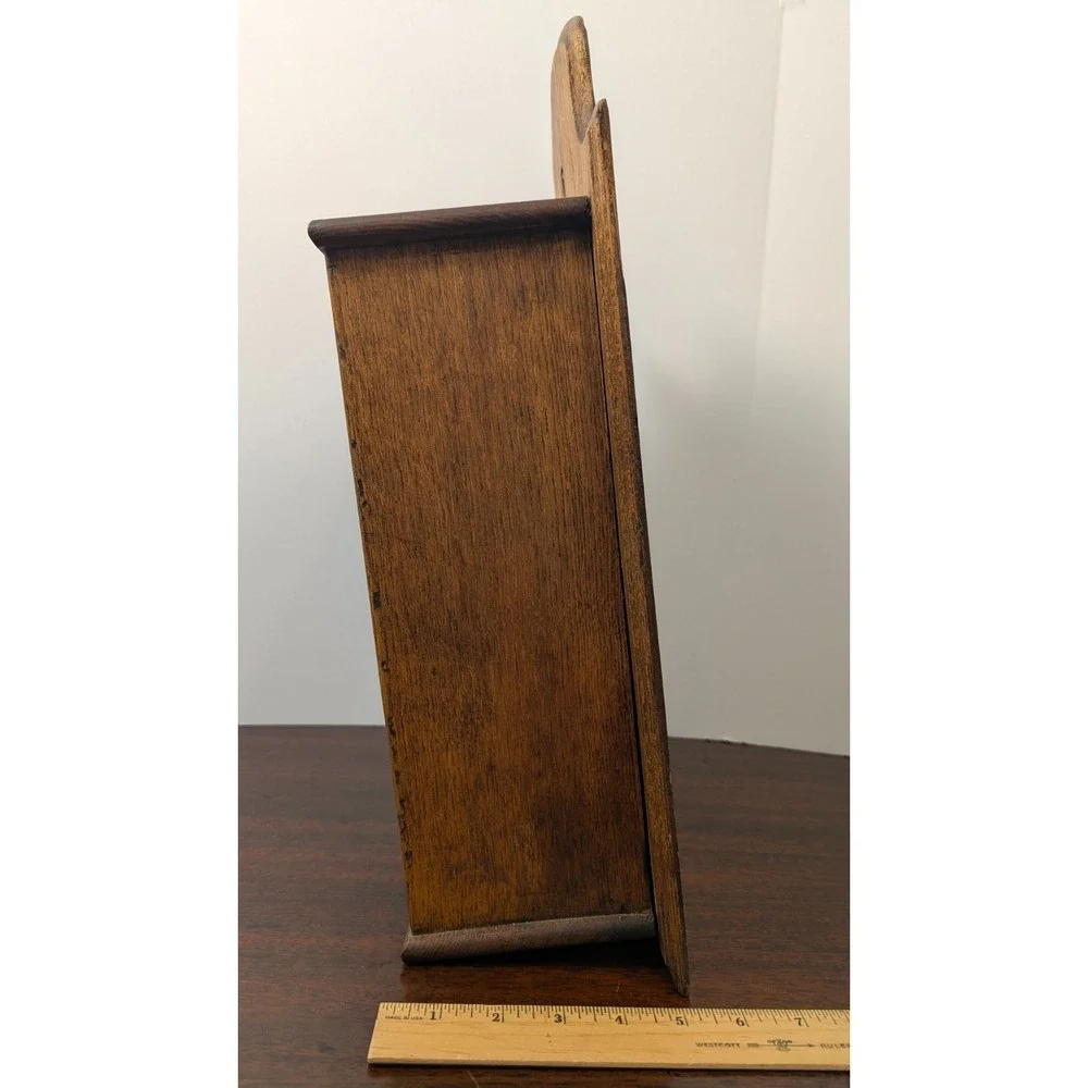 Antique Primitive Oak Wood Wall Spice Cabinet 8 Drawer Hanging Rack 16x11